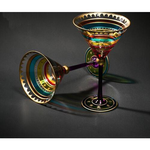 Exquisite cocktail Multi-color glass cup Unique Pretty home wine glass Home furnishings glass