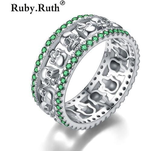 Skull Ring Women Men Punk Style Fashion Charm Black Round Cubic Zirconia Ring Jewelry Wedding Valentines Day Dropshipping