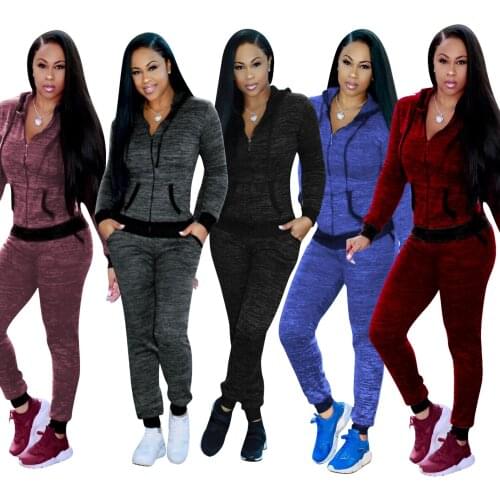 Ladies Winter Casual Two-piece Tracksuit Long Sleeved Hoodie Hooded Sweatshirt + Sweatpants Woman Sweatsuits Joggers Sport Suit