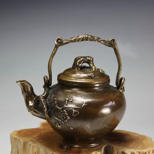 Mecke tea pot crafts copper Wufu small ornaments ancient garden features spread miscellaneous antiques and Collectibles
