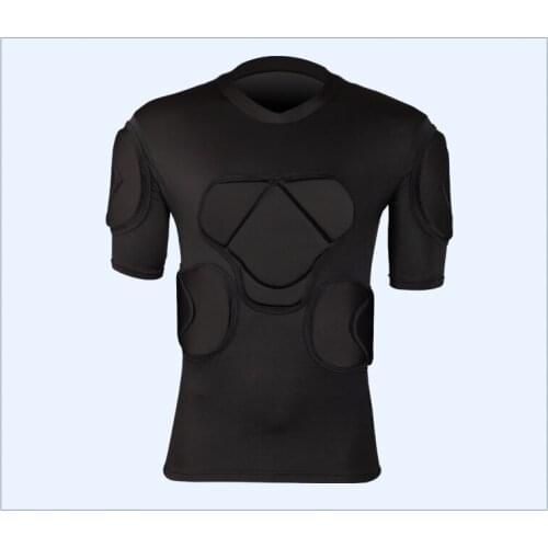 Mens Sport Soccer Goalkeeper Football Rugby Jersey Short Sleeve Sponge Defend Ventilate Protective Shirt Chest Shoulder Pads
