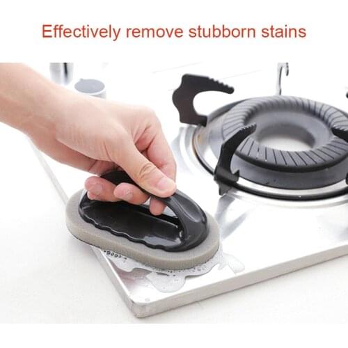 Nano Emery Sponge Brush Scrub Handle Grip Sink Pot Bowl Kitchen Cleaning Tool AUG889