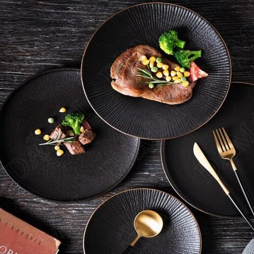 Solid Color Ceramic Plate Steak Porcelain Plates Salad Dish Dessert Cake Dishes Kitchen Western Tableware Food Decorative Tray