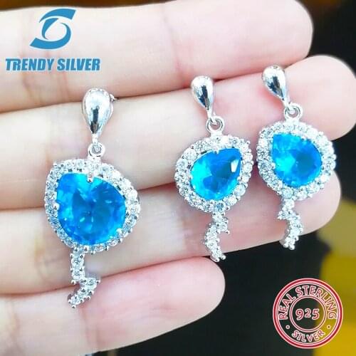 Complete pure 925 sterling silver zirconia clear CZ luxury jewelry set ring earrings for woman pendant necklace trendy design