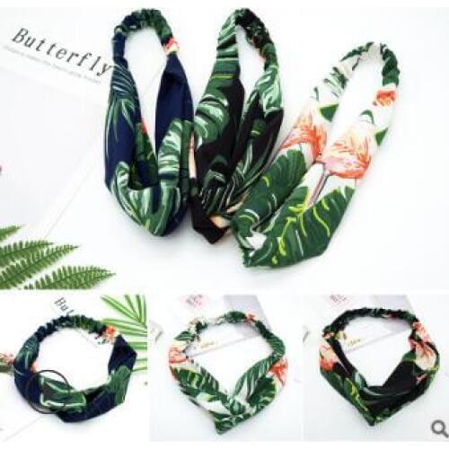 120pcs/lot DIY Multi Chiffon Fabrics Cross Banana Leaf Headband Cartoon Animals Head Bands Hair Styling Tools Accessory HA954