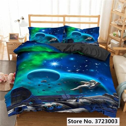 Luxury Planet Bedding Set Super King Duvet Cover Sets 2/3pcs Space Single Queen Size Cotton Comforter Bed Linens Bedding Sets