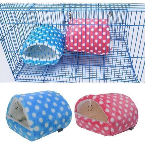 Lovely Rats Hamster Winter Warm Fleece Hanging Cage Hammock Cute House With Bed Mat For Small Furry Animal