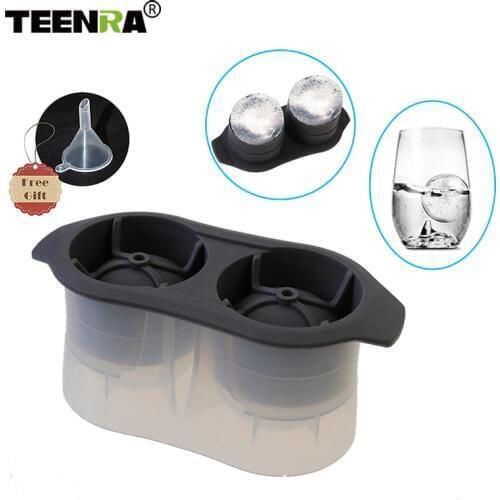 TEENRA 1Pcs Dia 6.0cm 2 Sphere Silicone Ice Ball Mold Ice Cube Tray PP Silicone Cube Mold Maker Party Bar Ice Cream Tools
