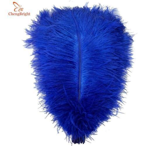 ChengBright 10 Pcs/Lot Royal blue Ostrich Feathers For Crafts 15-75CM Carnival Costumes Party Home Wedding Decorations Plumes