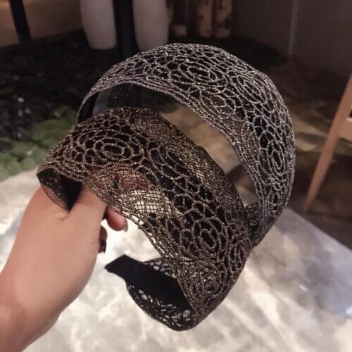 Women Korean Lace Hair Bands for Women Wide Headband Girls Flower Hollow Retro Headband Ladies Hair Elastic Hair Accessories