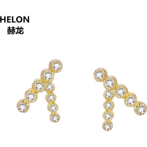 Solid 14k Yellow Gold Vintage Women Stud Earrings 0.11ct Natural Diamonds Earrings Engagement Wedding Fine Jewelry