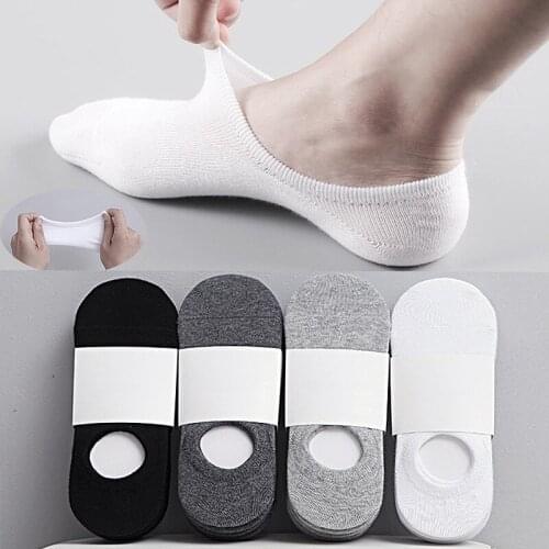 1Pair Fashion Happy Men Boat Socks Summer Autumn Non-slip Silicone Invisible Cotton Socks Male Ankle Sock slippers