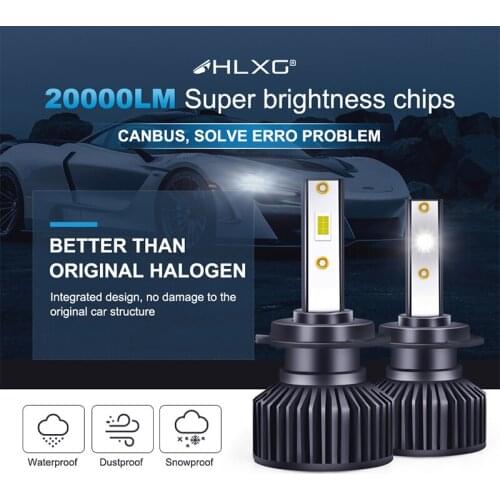 20000LM 9005 9006 Near Far fog light H1 H11 LED Front Lamp 9007 9008 H4 H7 H13 HB5 H8 Canbus 6000K White Car Headlight kits HLXG