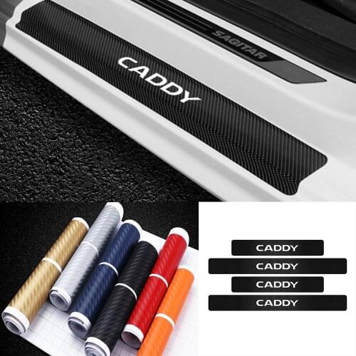 4PCS Carbon Fiber Car Door Sill Protector Decor Stickers Decals for Volkswagen VW Golf 4/Blue Motion MTM Polo Caddy Passat TSI