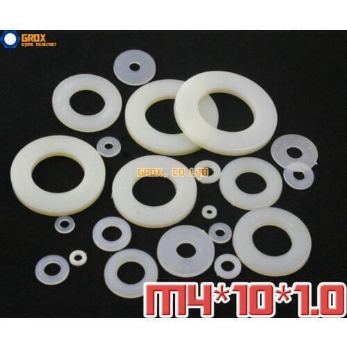 500 Pieces M4 x 10 x 1.0mm Nylon Flat Washer Insulation Washer