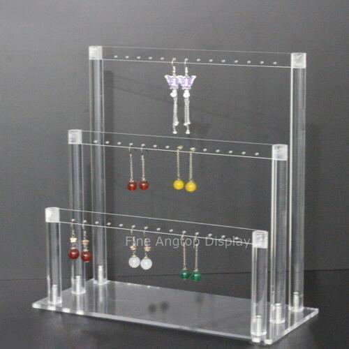 Assembled Earring Organizer Acrylic Modern Stand Holder Premium Plexiglass 42 Holes Jewelry Home Storage Store Gallery Display