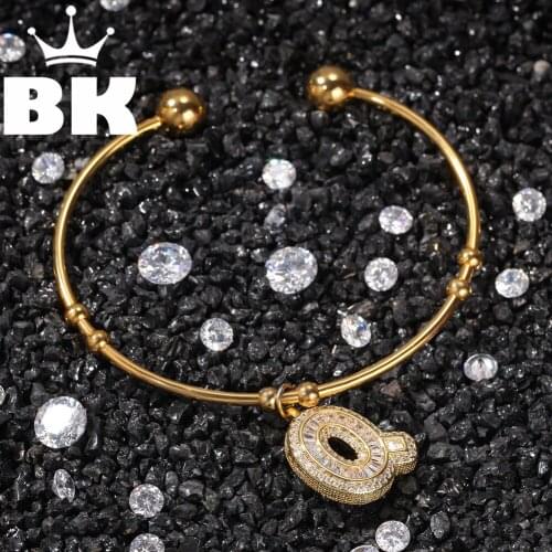 Bling CZ DIY Small Bubble Initial letter with Bracelet Chain Copper A-Z Initial Pendant Gold silver color Charm Bracelet
