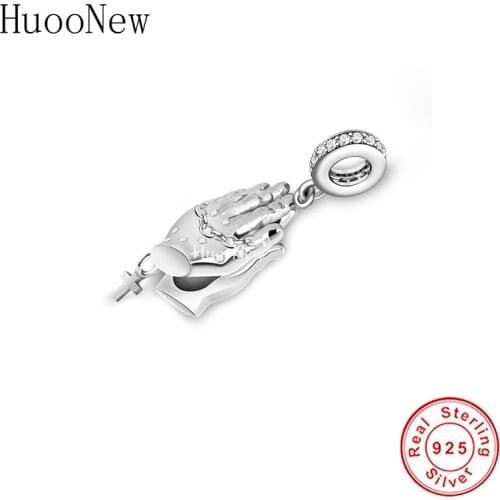 Fit Original Pandora Charm Bracelet 925 Sterling Silver Chain Pray Hands Bead For Making Women Faith Belif Berloque 2021 New
