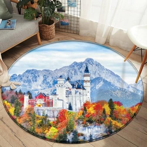 Landscape 3D Printed Living Room Decor Carpet Classic Castle Snow Mountain Forest Carpets Rug Mat Anti-slip Area Flannel Bedroom