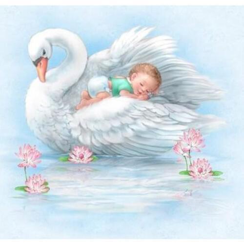 DIY 5D Diamond Painting Swan & sleeping baby for Bedroom Decor Full round Diamond Mosaic Embroidery Home decor craft gift AS427