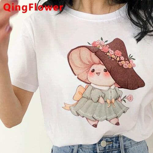 Kawaii Mushroom Funny Cartoon T-shirt Women Cute Anime Harajuku T-shirt Ullzang Grunge Aesthetic Tshirt Graphic Top Tees Female