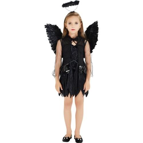 Hot Selling Western Halloween Girls Costume Party Playful Little Angel Dress Stage Performance Cosplay Cute Carnival Masquerade
