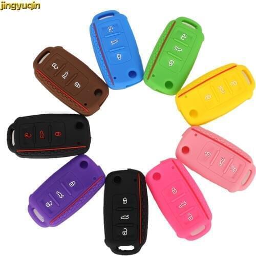 Jingyuqin 30pcs Remote Car Key Silicone Case Cover For VW Bora Golf Tiguan Polo Passat CC SEAT Skoda Mk6 Octavia 3B Mix Colors
