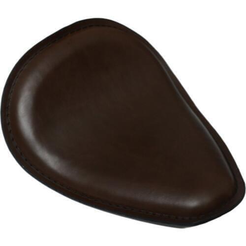 Brown Vintage Motorcycle Leather Solo Seat Cover 3" Spring Swivel Bracket For Harley Chopper Bobber Honda Custom