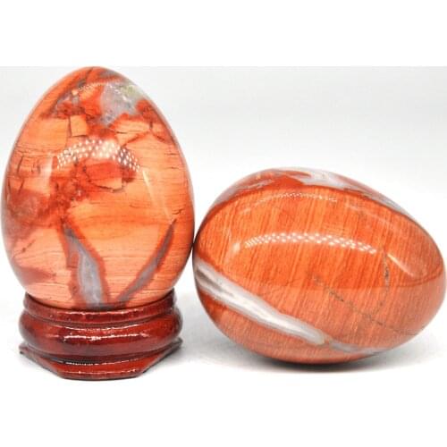 34x44mm Red Silver Leaf Jasper Egg Shaped Stone Healing Natural Crystal Massage Minerale Gemstone Spiritual Decoration Collectio