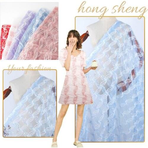 Lace mesh fabric, three-in-one embroidered fabric, womens wedding dress, embroidered fabric
