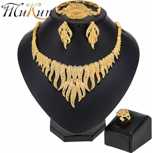 MUKUN Gold Jewelry Necklace Set Ethiopian Wedding Bride Luxury Earring Ring Egyptian Designer Wholesale Fashion Bracelets Dubai