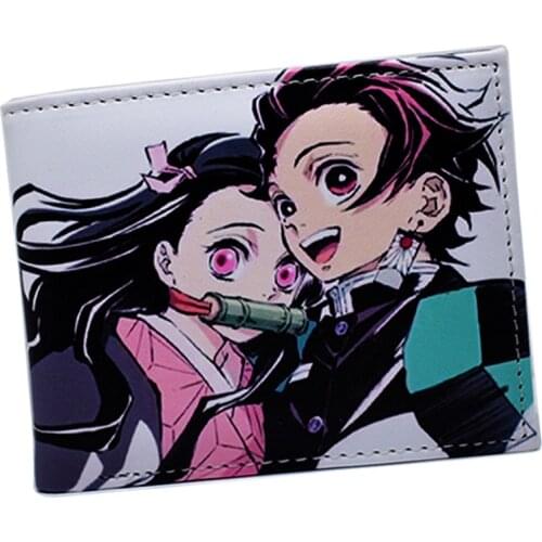 Cartoon Anime Kimetsu no Yaiba Kamado Tanjirou Kamado Nezuko Short Purse Zipped Zip Coin Pocket Demon Slayer Wallet