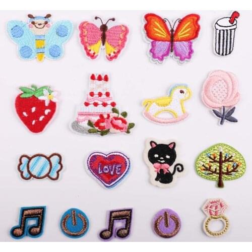 Cartoon DIY Little Butterfly Cake Love Heart Decoration Patch Sticker for Clothes on Iron Embroidered Patch for Backpack Handbag