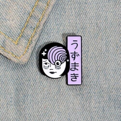 Cartoon fun japanese woman thing avatar alphabet enamel brooch alloy badge cowboy clothes bag pin accessories jewelry gift