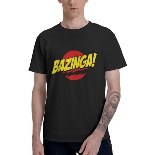 Mens The Big Bang Theory TV Show T-Shirt Novelty Bazinga Sheldon Cooper Geek TBBT Tshirt Short Sleeve T Shirt 100% Cotton Tee