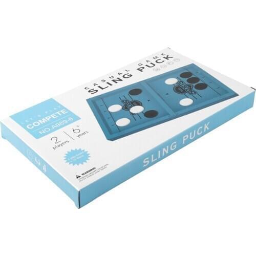 Fast Sling Puck Game Table Desktop Battle Ice Hockey Game Board Game Toys for Adults and Kids with 2 Extra Spring Rope