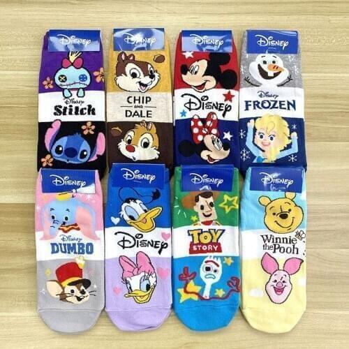 Disney funny cotton socks cartoon socks Mickey/Minnie/Elsa print pattern non-slip rubber cute socks