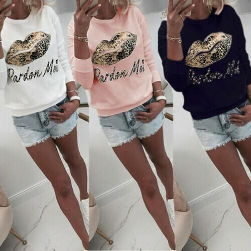 New Womens Hoodie Sweatshirt Autumn Winter Warm Long Sleeve Sweatshirt Pullover Jumper Tops Winter Beaded Pearls Lip Letter Tops