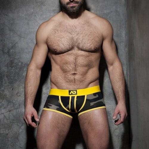 New mens flat pants mens hollow sexy low-waisted breathable nylon mesh hole adicted camouflage panties