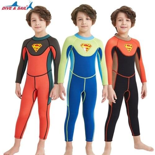 New 2.5mm neoprene Children One piece diving suit KeepWarm Sunscreen Lin Tai Student Drift surf Female Anti jellyfish Swimwear