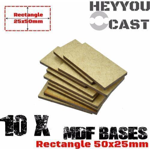 10x MDF Bases - Rectangle 25x50mm - Basing Laser Cut Wargames wood
