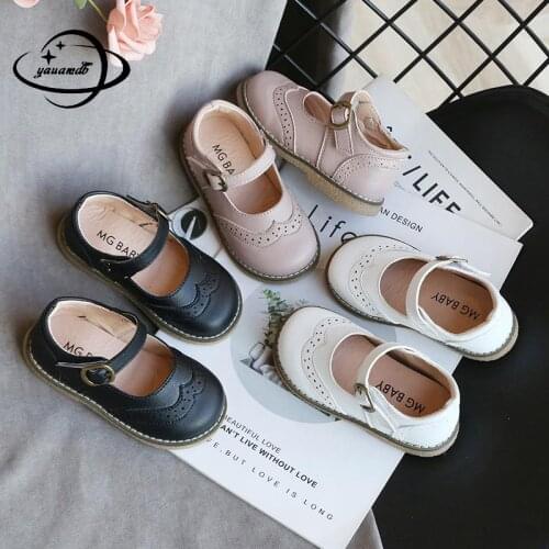 1-5y Kids Flats Shoes Girls Spring Autumn Pu Leather Shoes Hook&loop Shallow Light Comfortable Show Children Shoes H32