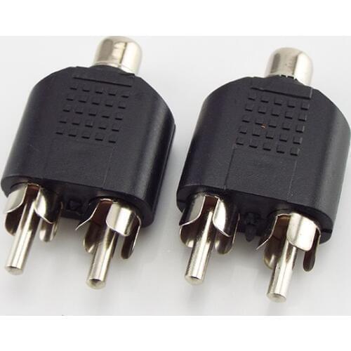 1 pcs 2 in 1 Adapter 2 RCA Y Splitter adaptor connector for AV Audio Video Plug Converter cable Male Female Plugs