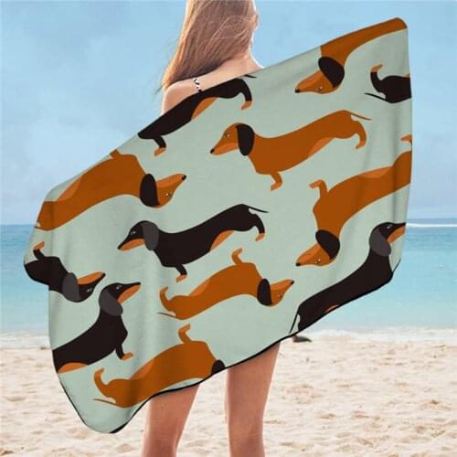 Dachshund Dog Bath Towel Soft Microfiber Beach Towel Bathroom Adult Kid Absorbent Cartoon Beach Mat Cartoon Swimming Towel