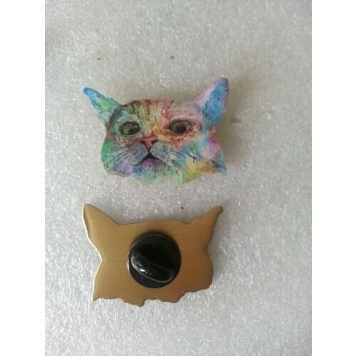 Custom printing pins with epoxy, printing pin badge, cat pins