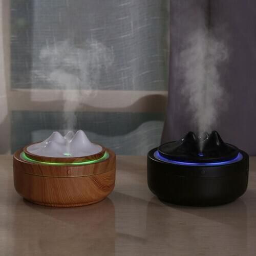Mini Portable 300ml Wood Grain Mountain Air Humidifier USB Cool Mist Maker Aroma Diffuser with LED Lamp Fogger Humidificador