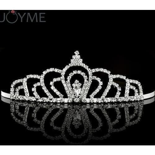Clear Rhinestone Crown Headband Silver Color Wedding Tiara Hair bands Bridal Diadem Hair Accessories Girl Hairwear Birthday Gift