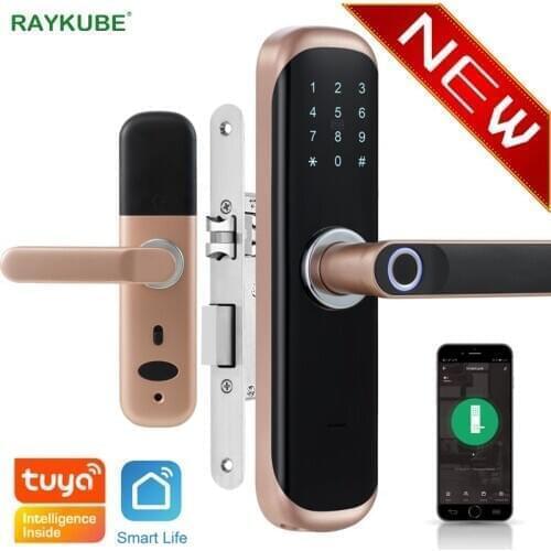 RAYKUBE Tuya Fingerprint Door Lock Smart Card / Digital Code / Keyless Electronic Home Office Security Mortise Lockey X3