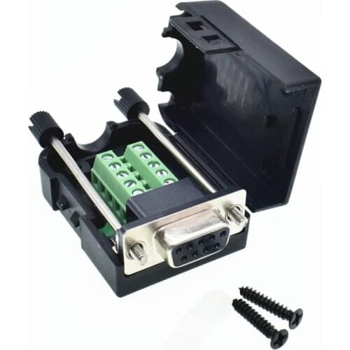 DB9 serial COM transfer-free solder terminals RS232 female connector with back side screw DIY