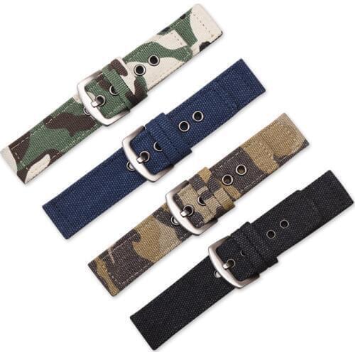 Watch Band Outdoor Sports Nylon Nato Strap 18 20 22 mm Handmade Canvas Watchband Steel Metal Needle Buckle strap